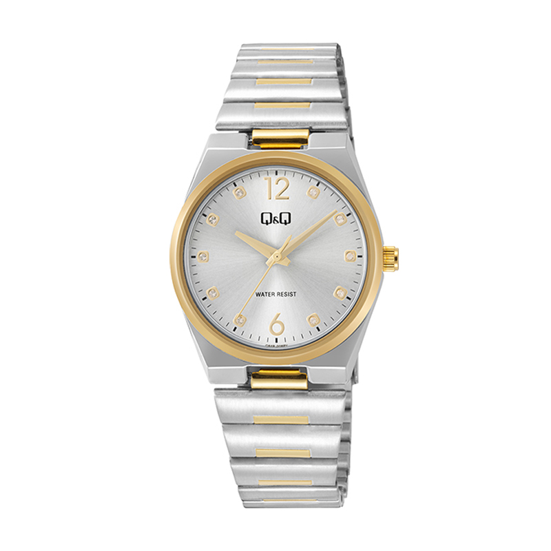 Q&Q-84B-008PY-silver-dial-two-tone-chain-female-wrist-watch