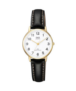 Q&Q QZ01J104Y-black-leather-white-numeric-dial-female-wrist-watch