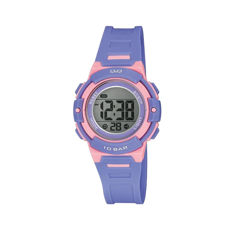 Q&Q M185J005Y-purple-resin-band-digital-female-sports-fashion-watch