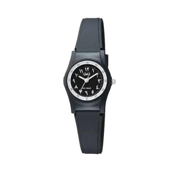Q&Q-V46A-001VY-black-arabic-analog-dial-black-resin-band-women-casual-wear-wrist-watch