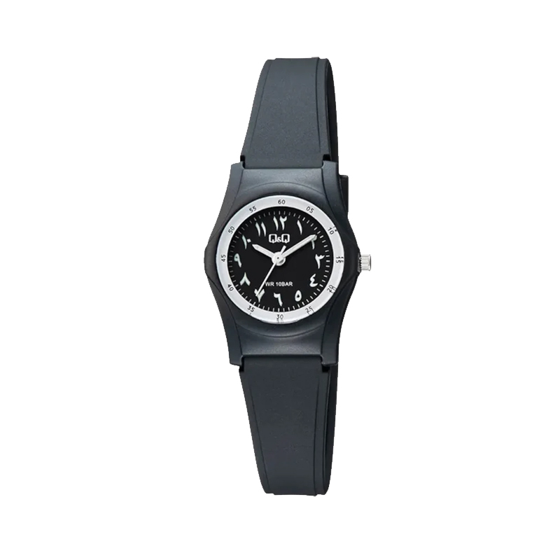Q&Q-V46A-001VY-black-arabic-analog-dial-black-resin-band-women-casual-wear-wrist-watch