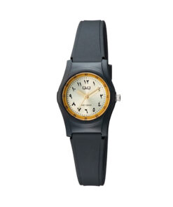 Q&Q-V46A-003VY-golden-arabic-analog-dial-black-resin-band-women-casual-wear-wrist-watch