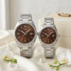 Premium Casio Brown Dial Couple Watch Set | Luxury Anniversary & Wedding Gift