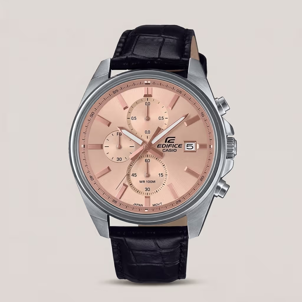 Casio Edifice EFV-610EL-5A Chronograph Men's Leather Watch Rose Gold Dial | Original Edifice Pakistan