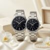 Casio Minimalist Black Dial Couple Watch Set | Elegant Matching Watches for Couples