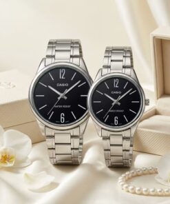 Casio Minimalist Black Dial Couple Watch Set | Elegant Matching Watches for Couples