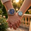 Casio Premium Blue Dial Couple Watch Set showcased on couple wrists
