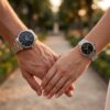 Elegant Casio Couple Watch Set in Black Dial showcased on couple wrists