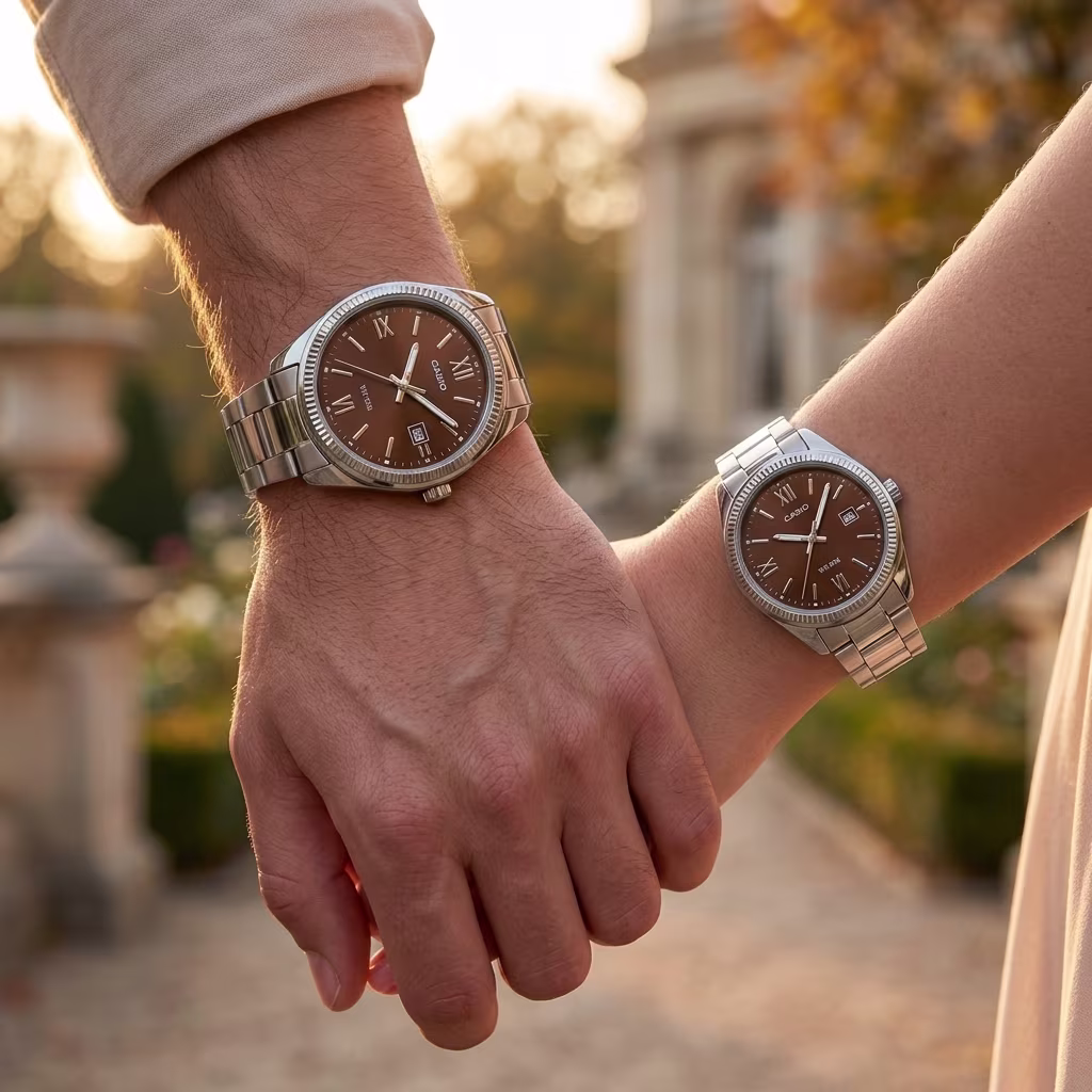 Luxury Brown Dial Casio Couple Watches Pakistan