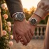 Luxury His & Her Wedding Watches showcased on couple wrists