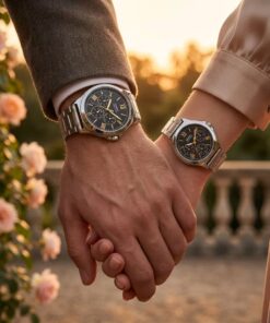Luxury His & Her Wedding Watches showcased on couple wrists