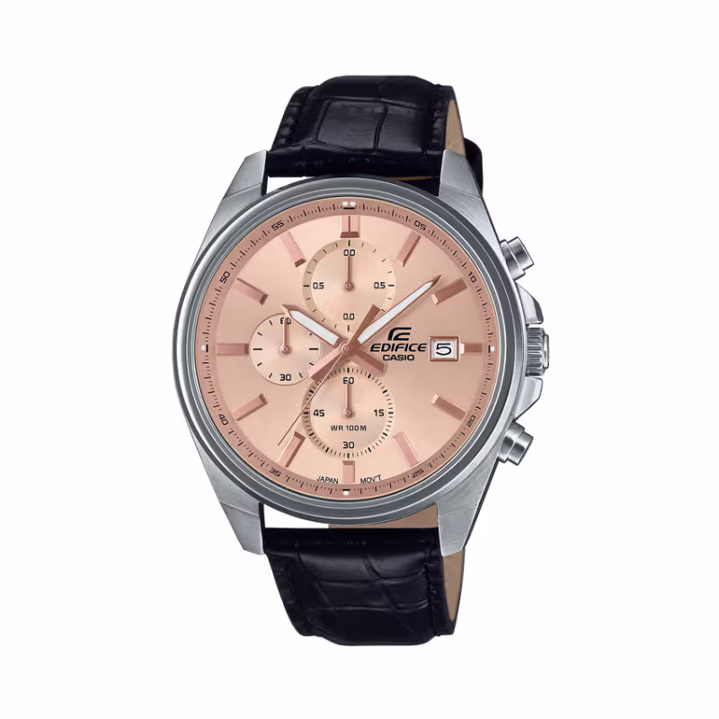 Casio Edifice EFV-610EL-5A Chronograph Men's Leather Watch Rose Gold Dial | Original Edifice Pakistan
