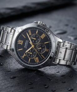 MTP-V300D-1A2 Men's Black Dial Roman Hour Marks Steel Watch - Image 5