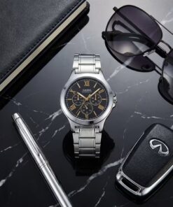 MTP-V300D-1A2 Men's Black Dial Roman Hour Marks Steel Watch - Image 3