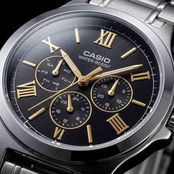 dial close up of Casio mtp v300d 1a2 multi hand dial men's watch