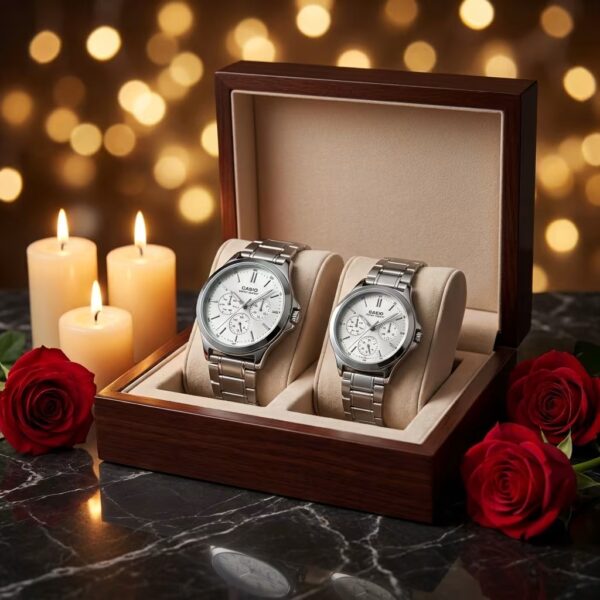 Casio Luxury Anniversary Couple Watch Set in a premium gift box