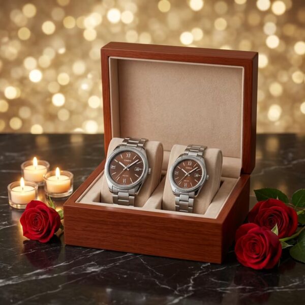 Brown Dial Anniversary Gift Watch Set in a premium gift box