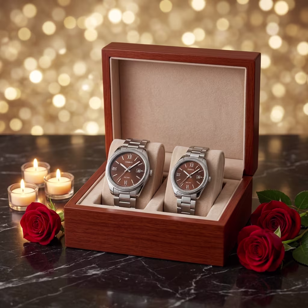 Brown Dial Anniversary Gift Watch Set in a premium gift box