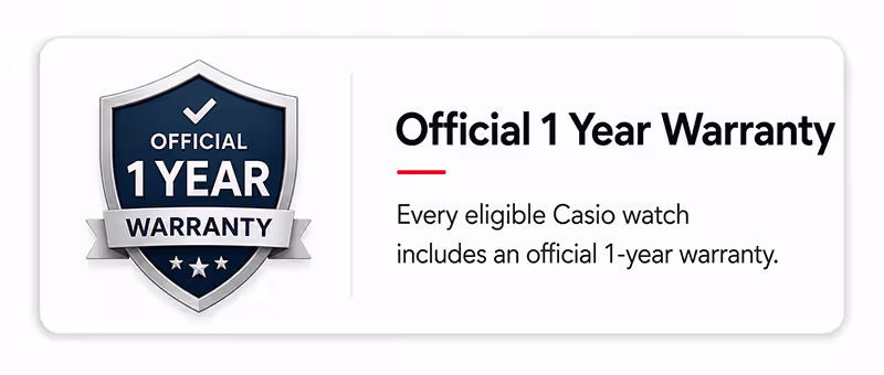 1 year official warranty on Casio watches by Watch Centre Pakistan