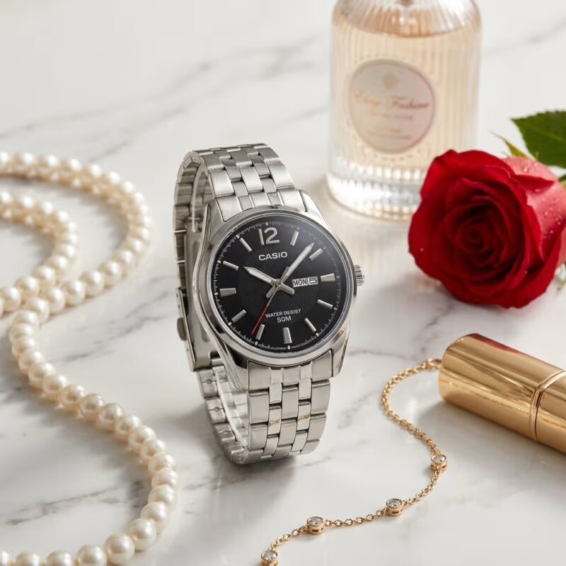 black dial Casio ladies gift watch for anniversary & gift