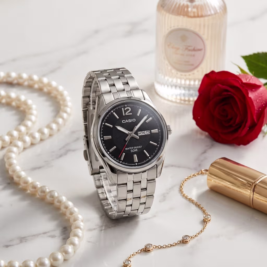 black dial Casio ladies gift watch for anniversary & gift