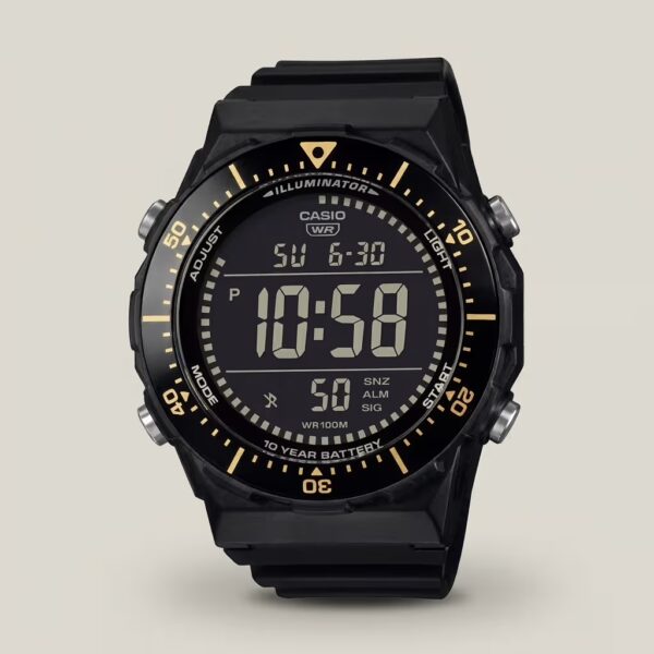 Casio AE-1700H-1BV men's digital watch with black resin band, 100M water resistance, dual time and 10-year battery