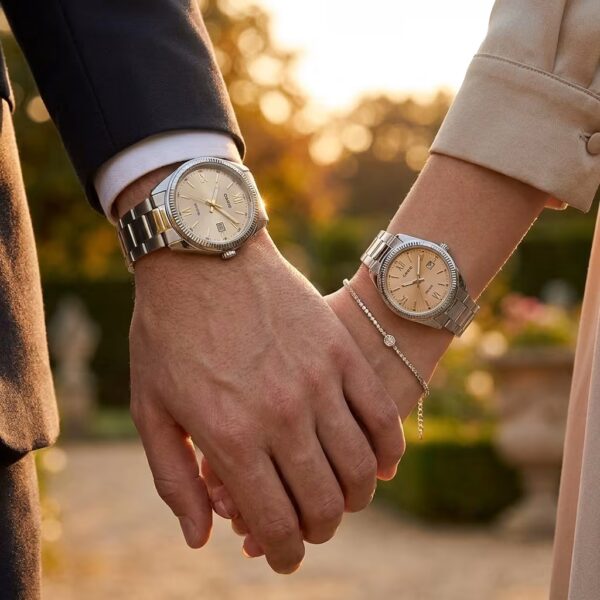 Alternative view of Casio MTP-1302DD-9AV & LTP-1302DD-4A2V Couple Watches – Golden Dial Silver Chain