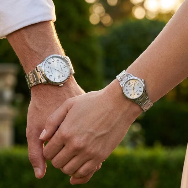 Alternative view of Casio Numeric Dial Couple Watches with Stainless Steel Band