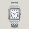 Casio MTP-B190D-7BV men's watch with white Roman numeral dial, stainless steel band and 50M water resistance