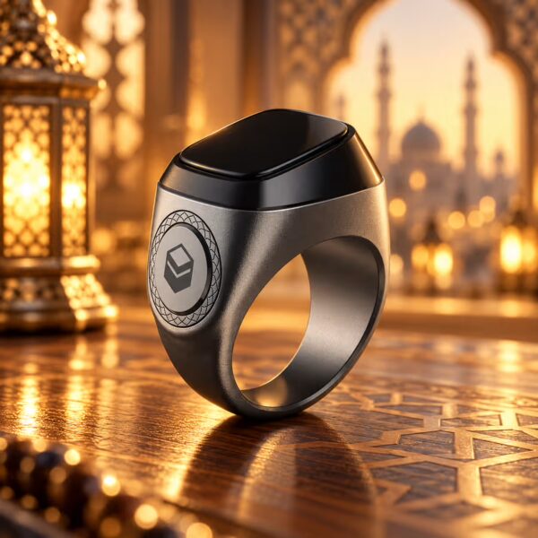iQibla Premium zikr ring model M01 in Metallic silver color for daily adhkar