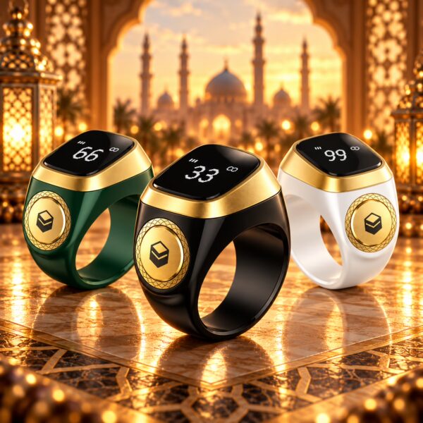 Smart Zikr Ring Lite S Digital Tasbih Counter in Black Gold, Green Gold and White Gold Colors